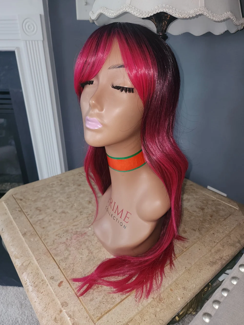 Pure Collection Black to Hot Pink Ombre Wig with Side Bangs